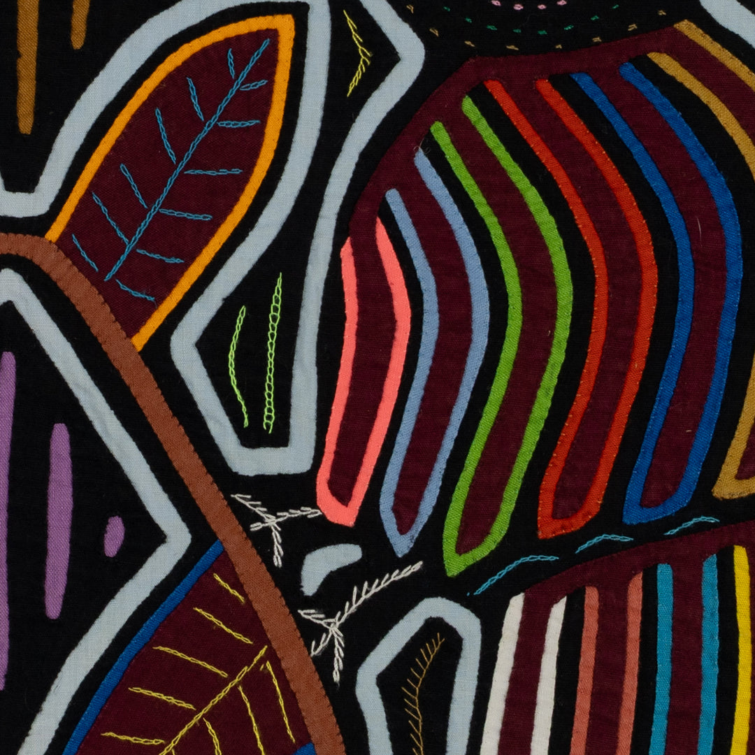 Traditional Black And Rainbow Color Bird Talk Mola