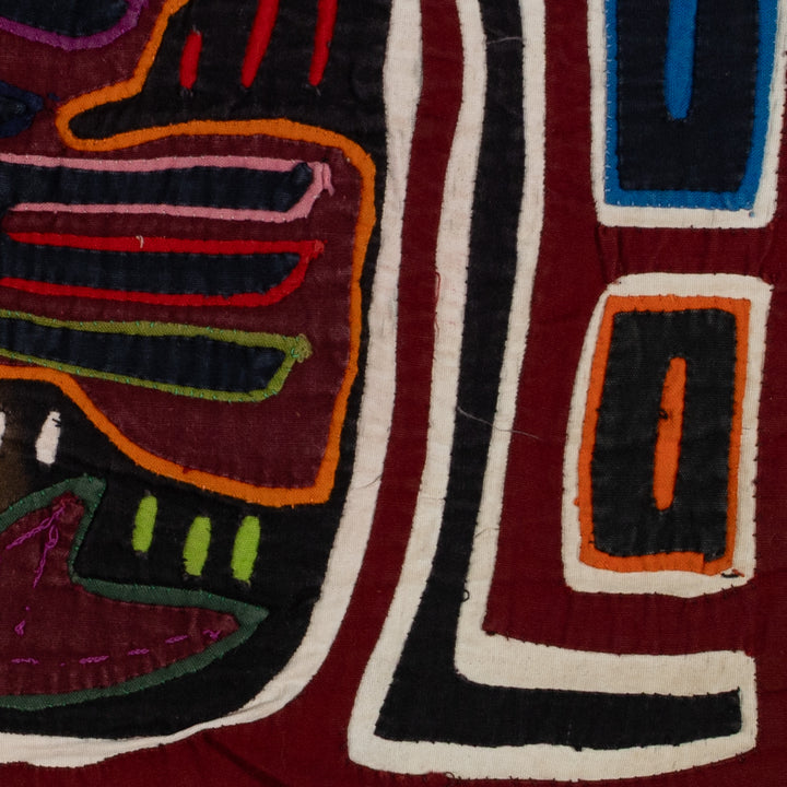 Traditional Burgundy Black And White Bird Mola