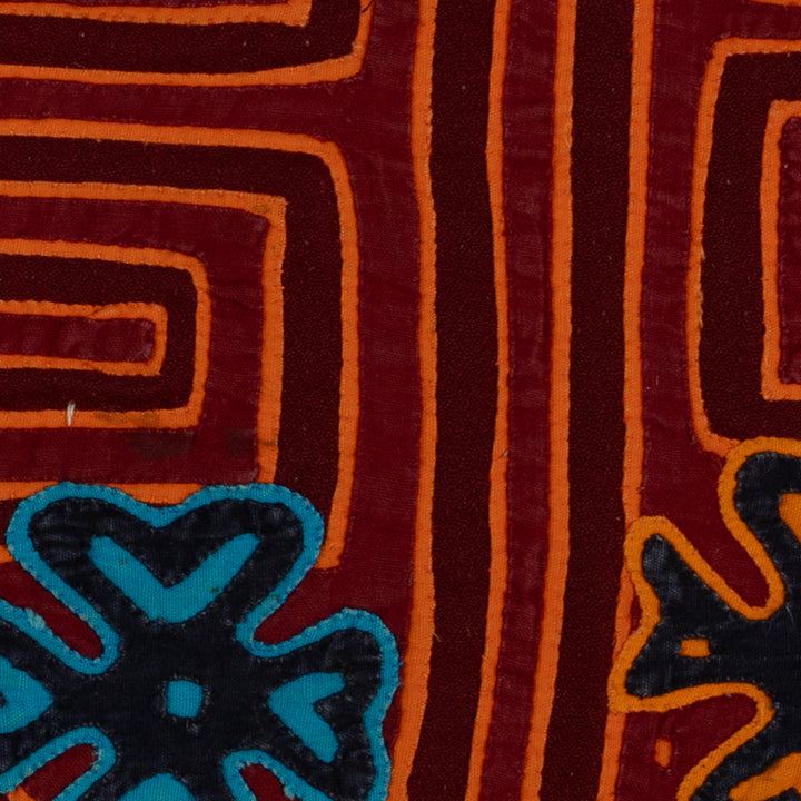 Traditional Burgundy And Orange Stars Galore Mola