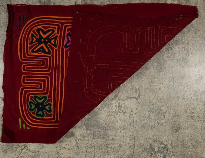 Traditional Burgundy And Orange Stars Galore Mola