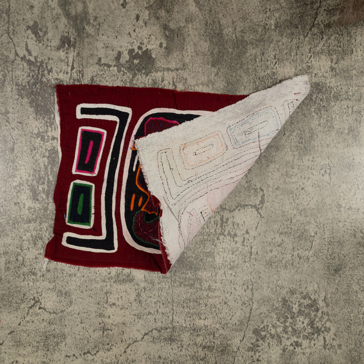 Traditional Burgundy Black And White Bird Mola