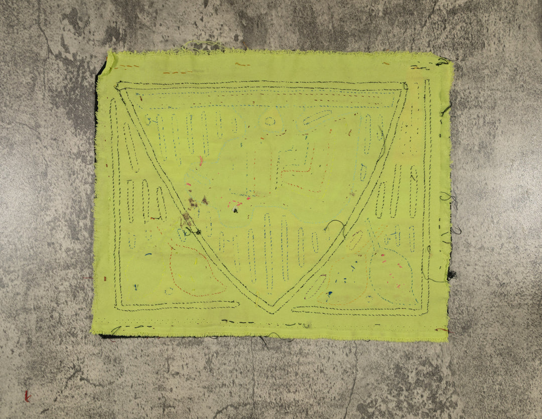 Traditional Black And Multi-color Bird Mola