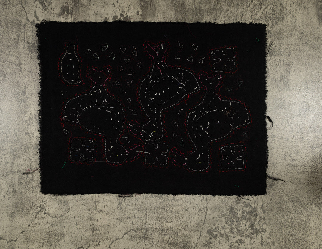 Traditional Three Duck Red White And Maroon Mola