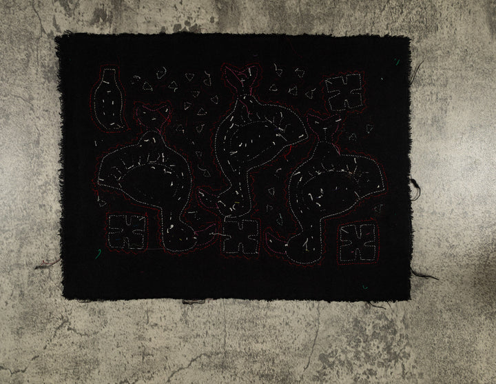 Traditional Three Duck Red White And Maroon Mola