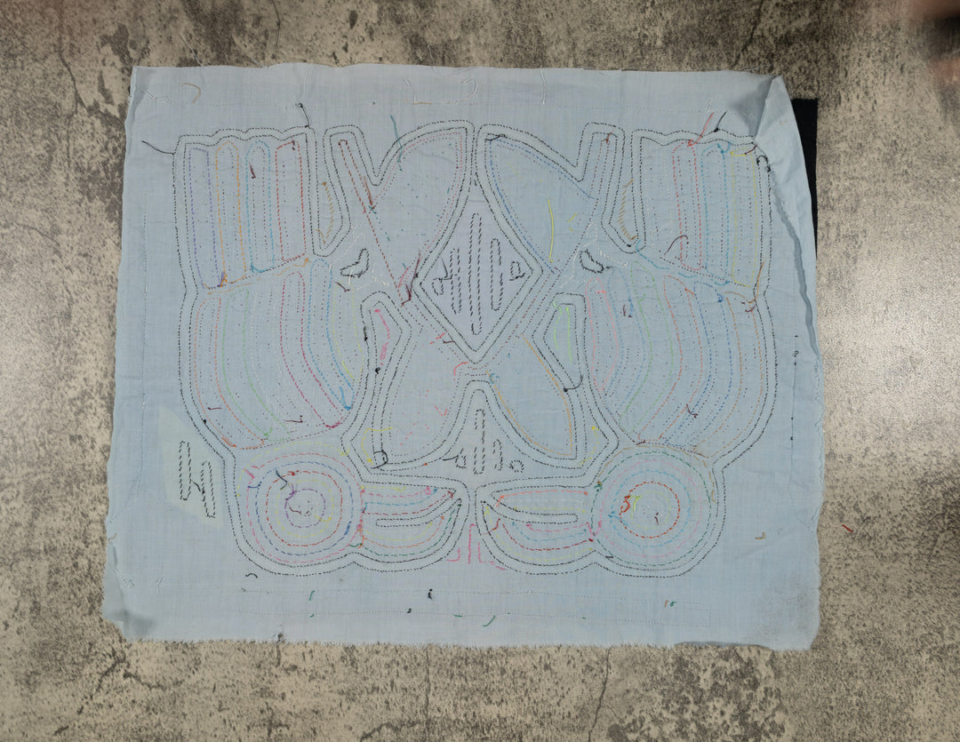 Traditional Black And Rainbow Color Bird Talk Mola