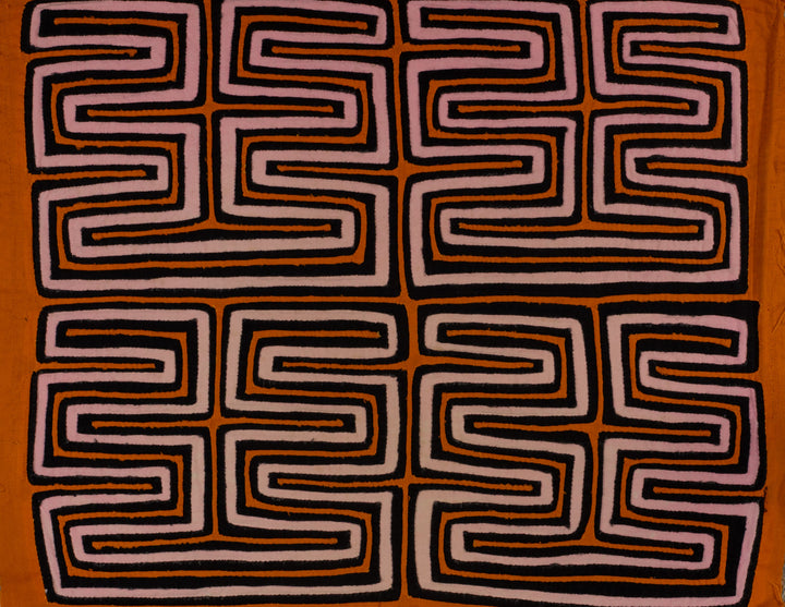 Orange Black And Peach Classic Mola Design