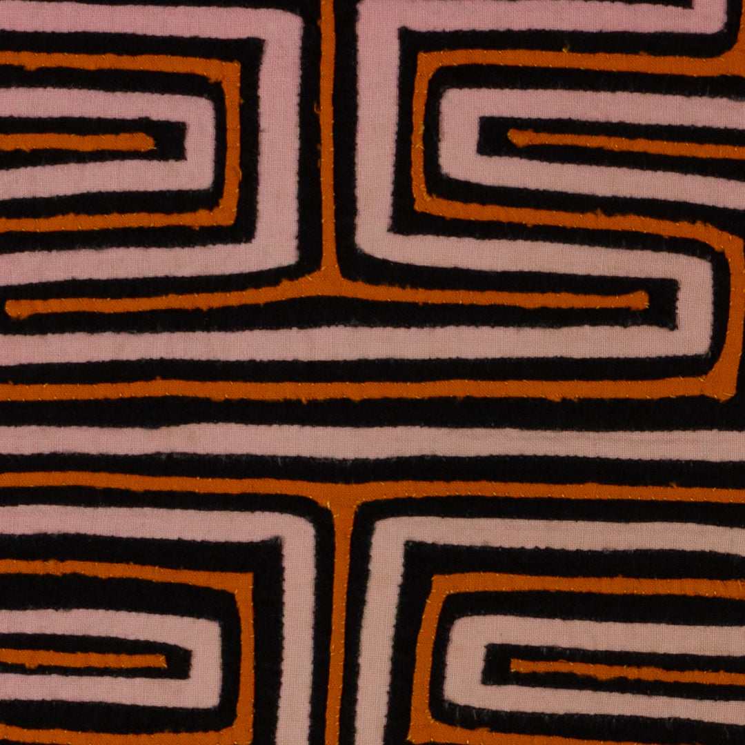 Orange Black And Peach Classic Mola Design