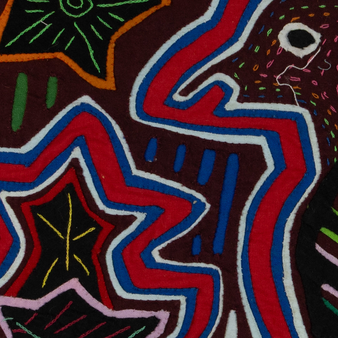 Traditional Red White And Blue Bird Mola