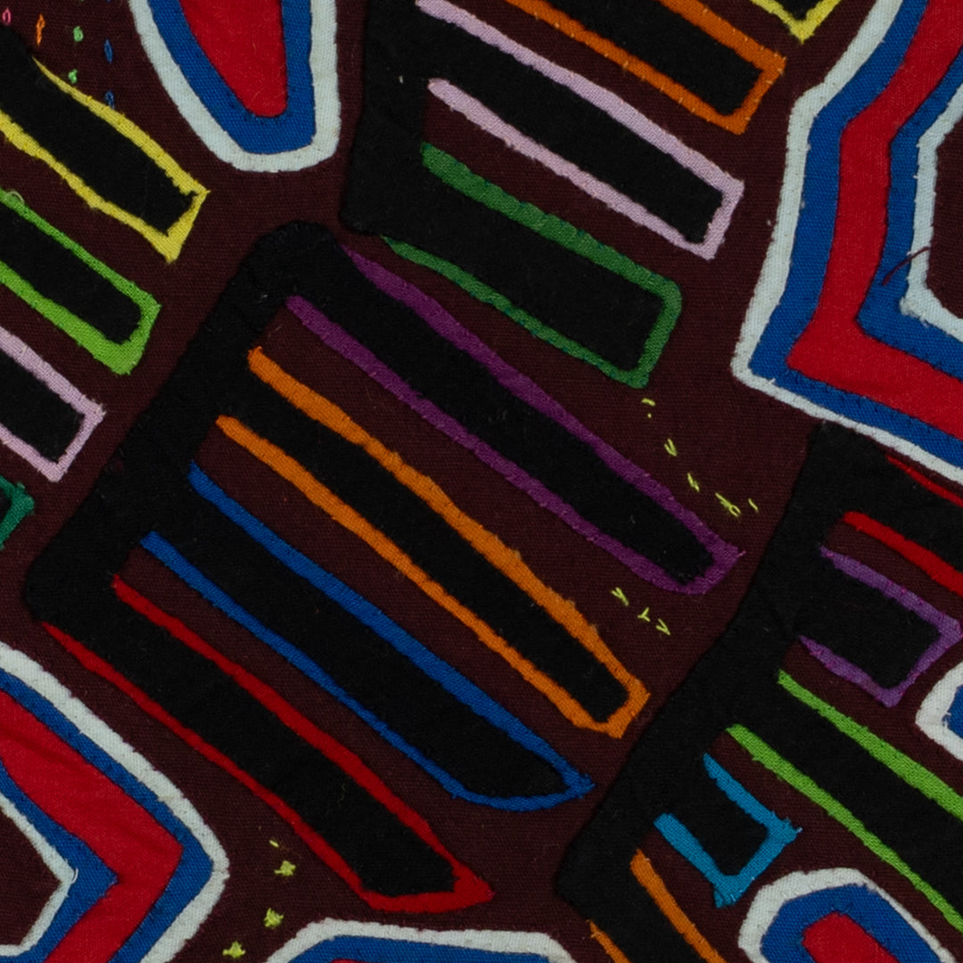 Traditional Red White And Blue Bird Mola