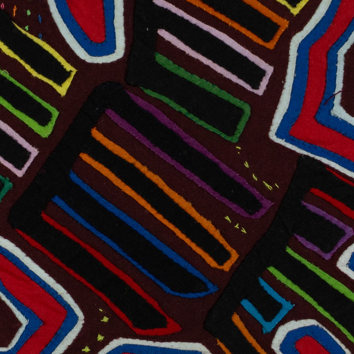 Traditional Red White And Blue Bird Mola