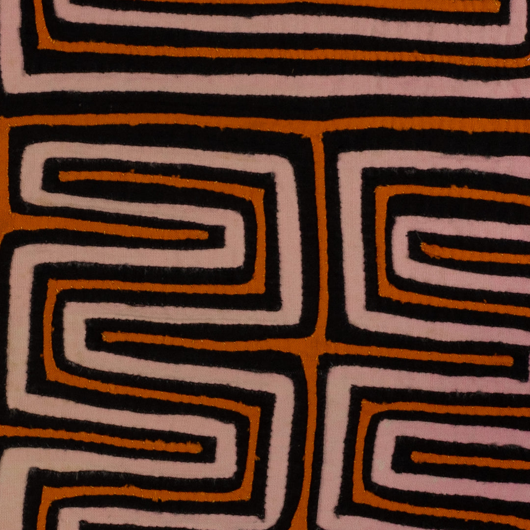 Orange Black And Peach Classic Mola Design