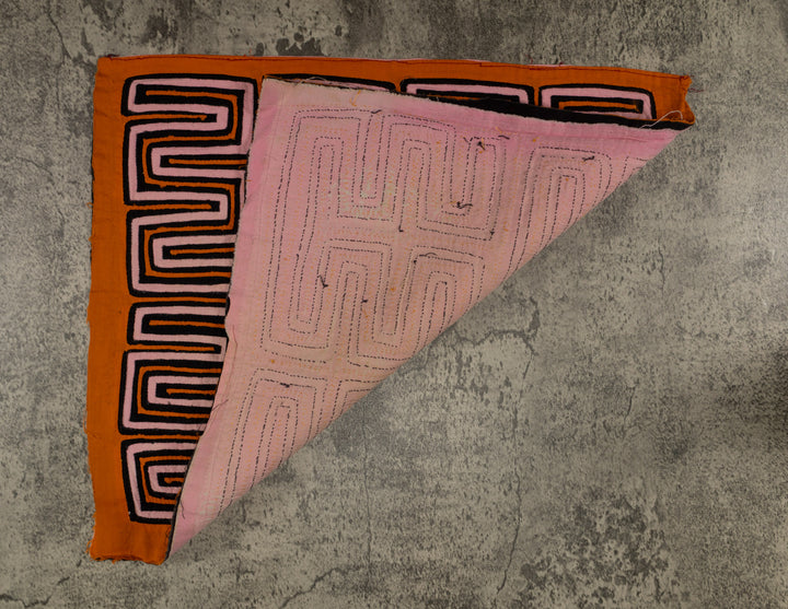 Orange Black And Peach Classic Mola Design