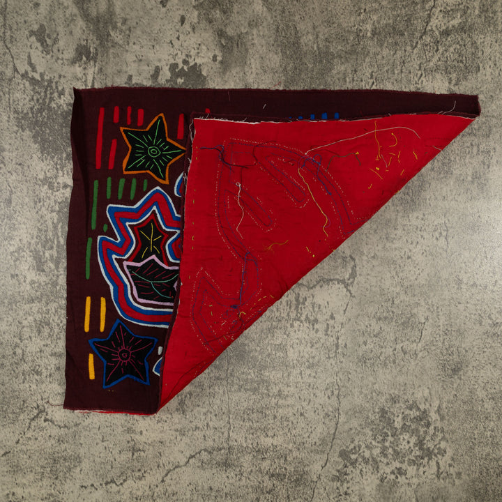 Traditional Red White And Blue Bird Mola