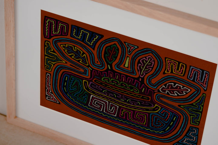 Orange Cacique Chief Feather Headdress Mola