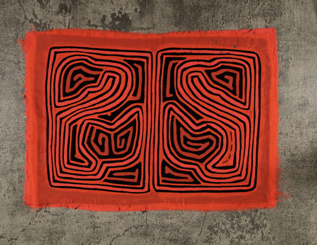 Classic Orange And Black Traditional Design Mola