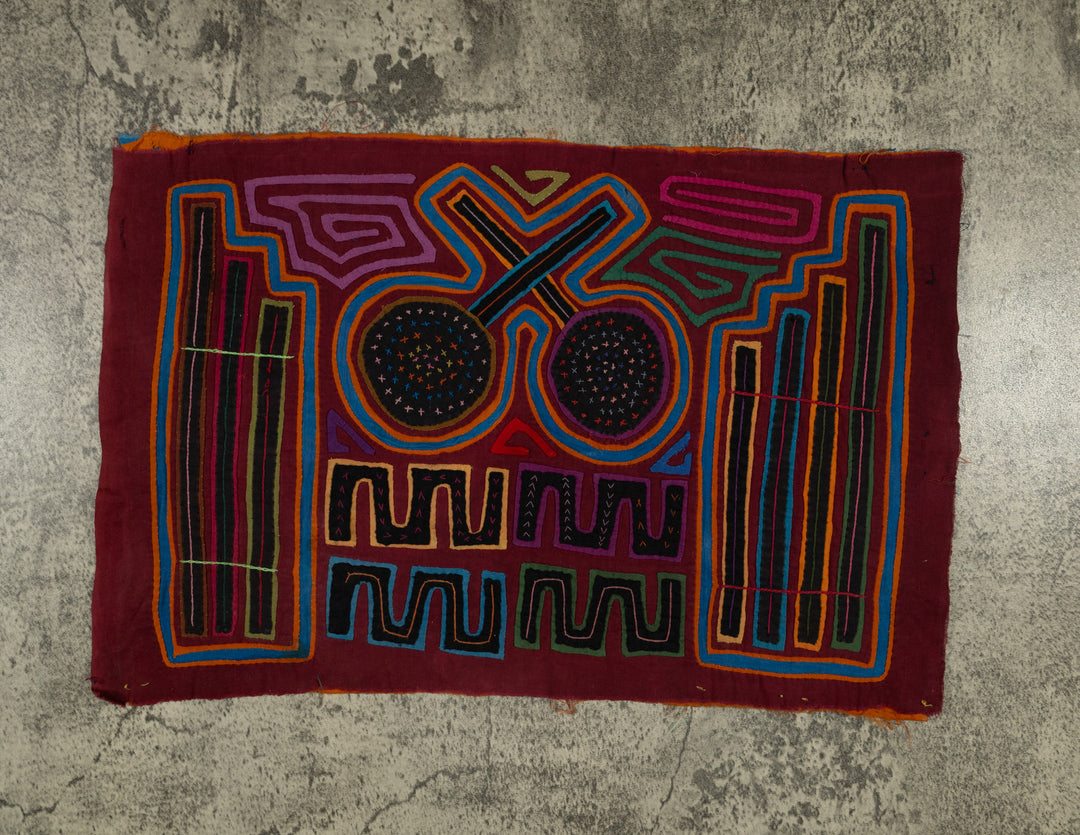 Traditional Burgundy Maracas And Flute Mola