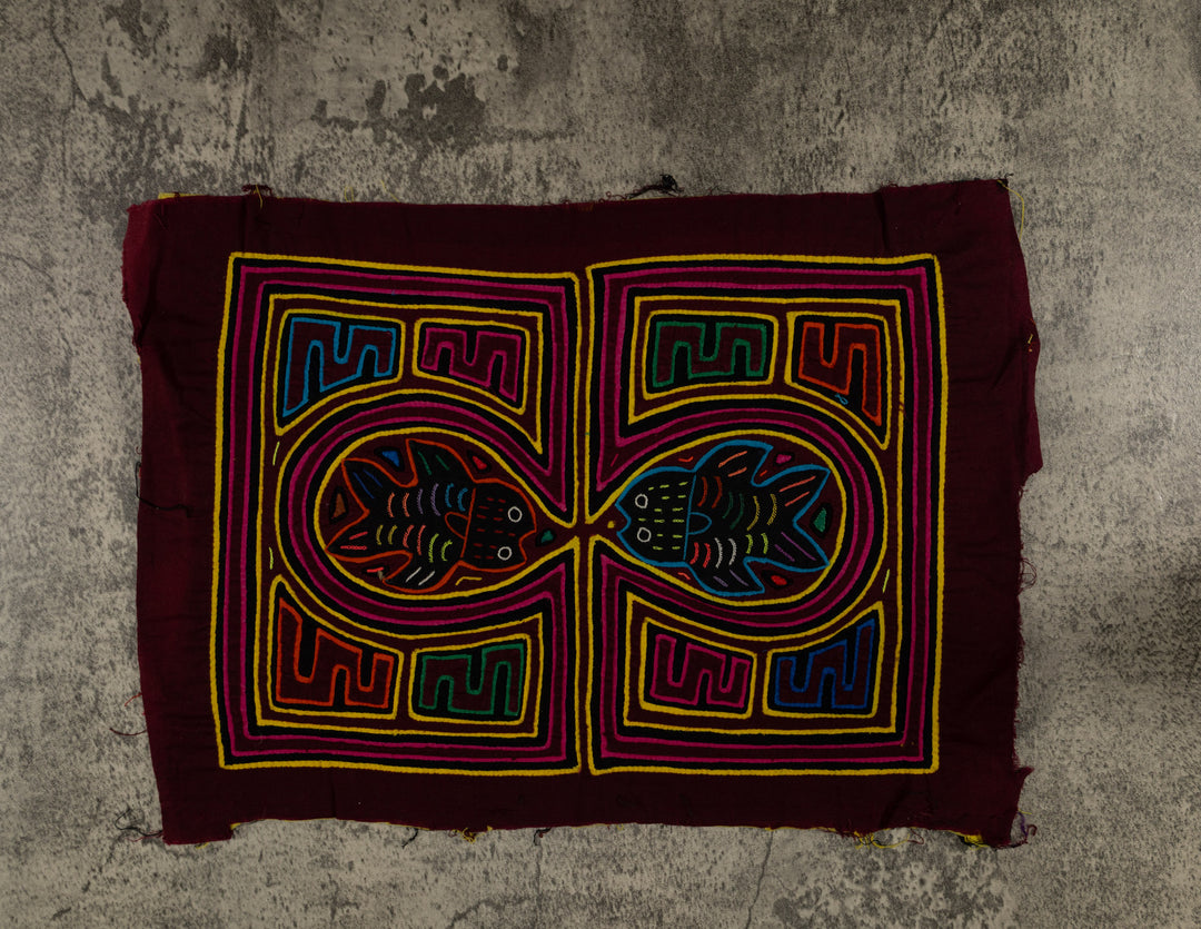 Classic Maroon Pink and Yellow Fish Mola