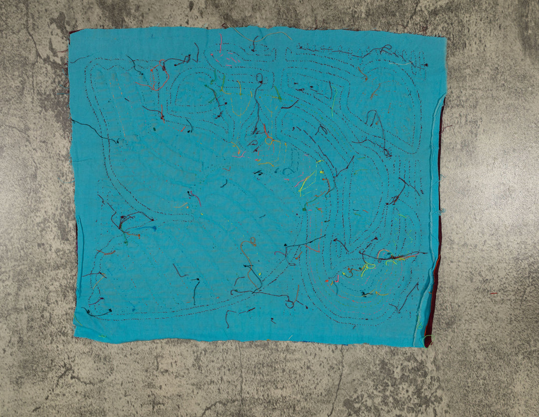 Traditional Maroon And Turquoise Swan Bird In Flight Mola