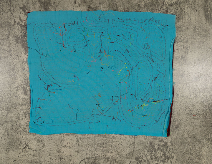 Traditional Maroon And Turquoise Swan Bird In Flight Mola