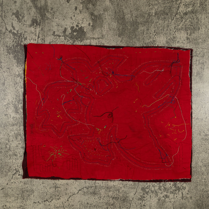 Traditional Red White And Blue Bird Mola