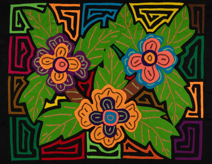 Three Jungle Flowers Mola