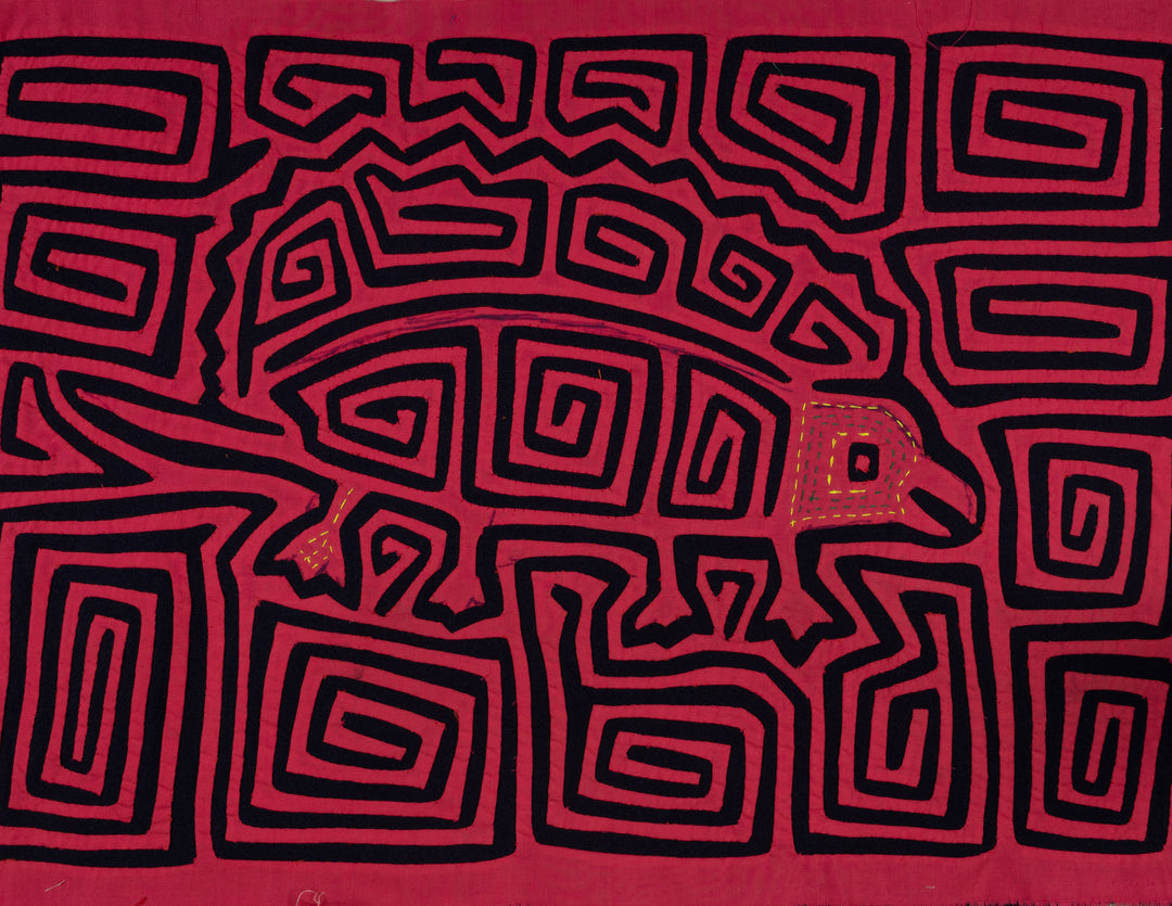 Traditional LARGE Black And Red Jungle Gecko Mola