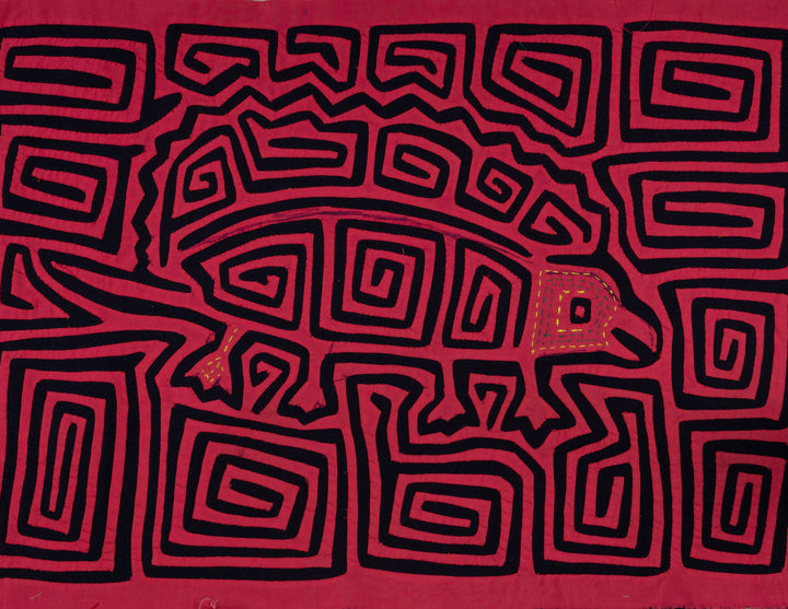 Traditional LARGE Black And Red Jungle Gecko Mola