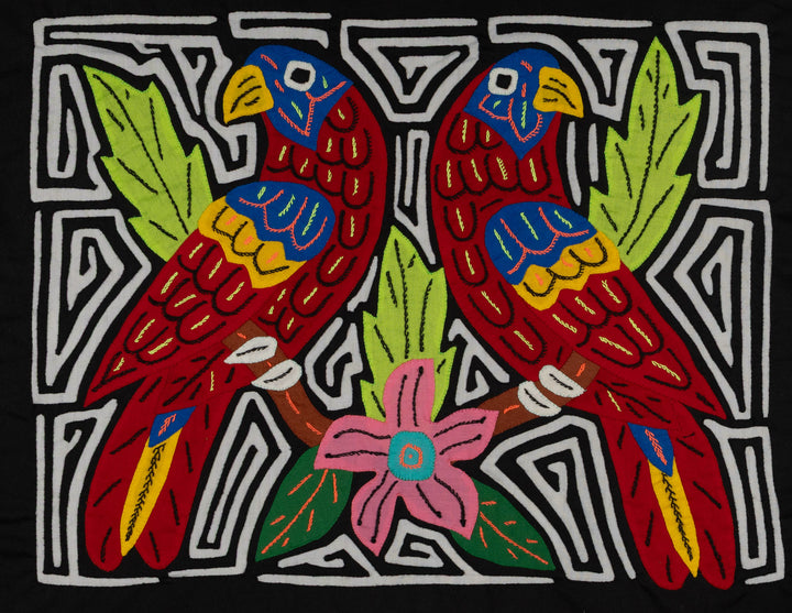 Fantasy Red Black And White Two Parrot Bird Mola