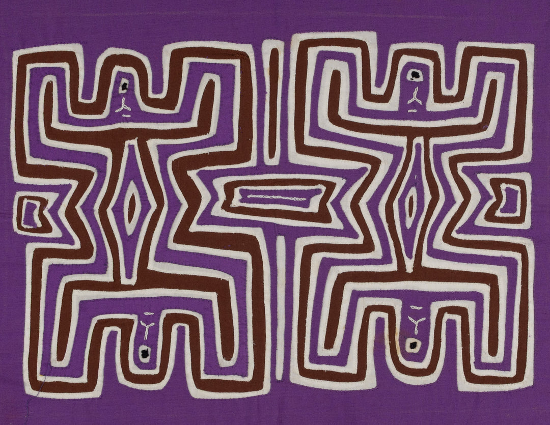Traditional Purple And White Pre-Colombian Design Mola