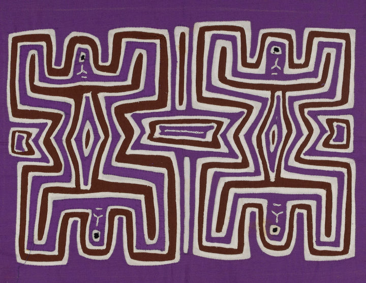 Traditional Purple And White Pre-Colombian Design Mola