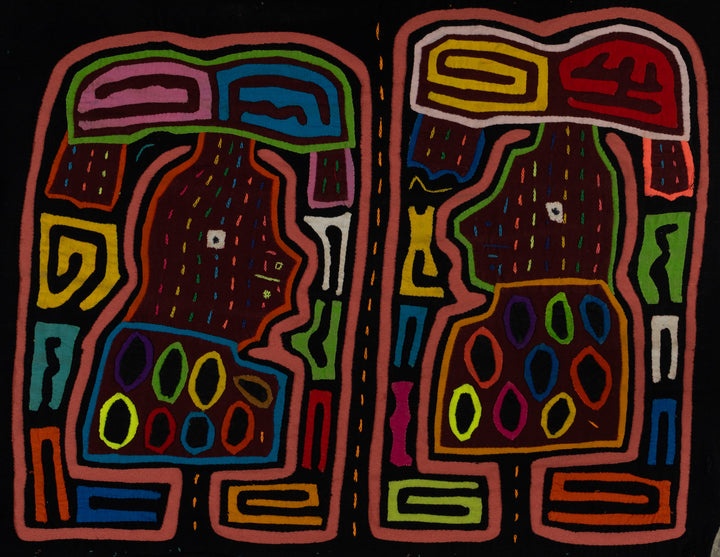 Traditional Pink And Black Basket Head Mola