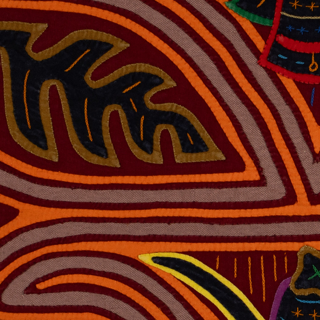 Traditional Orange And Gray Autumn Leaves Mola