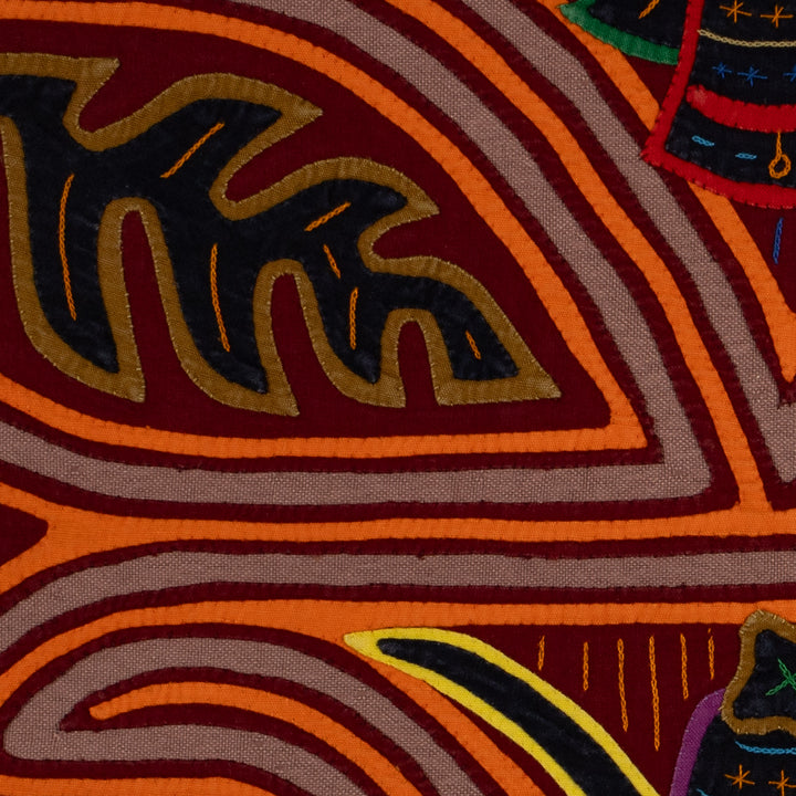 Traditional Orange And Gray Autumn Leaves Mola