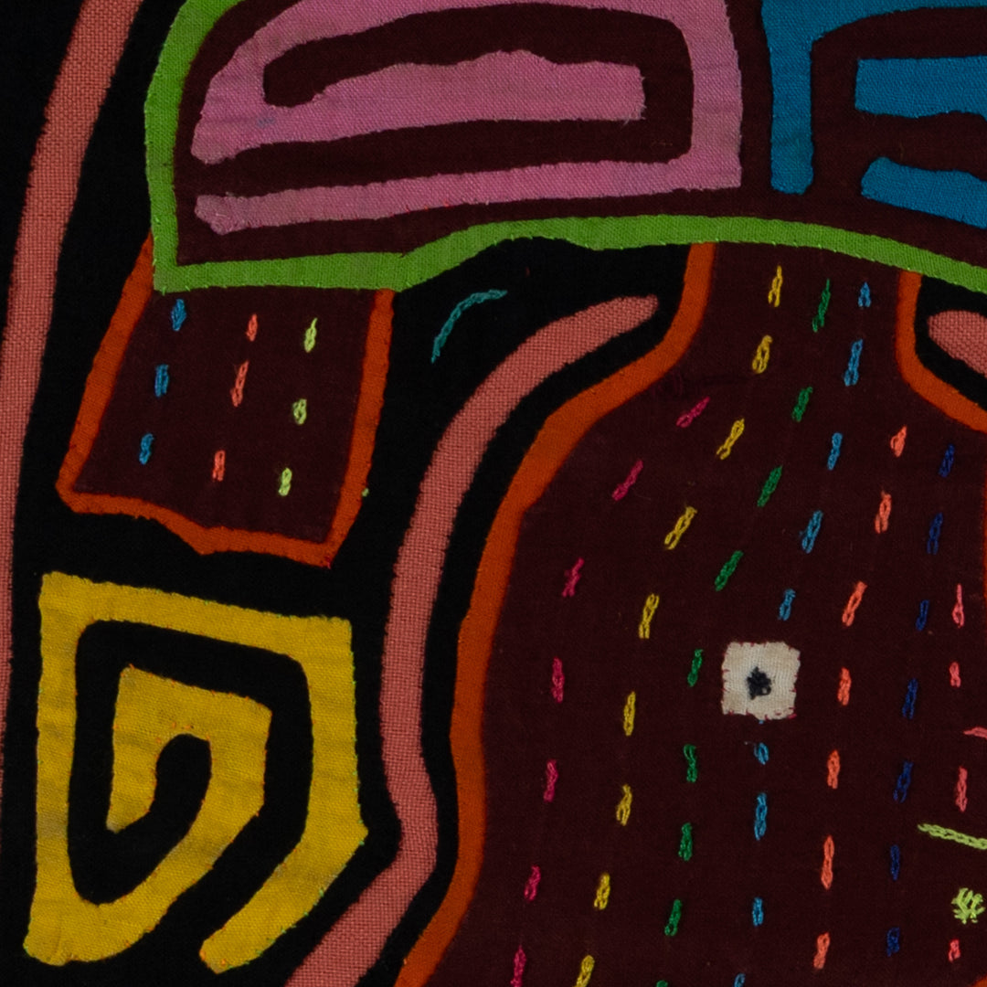 Traditional Pink And Black Basket Head Mola