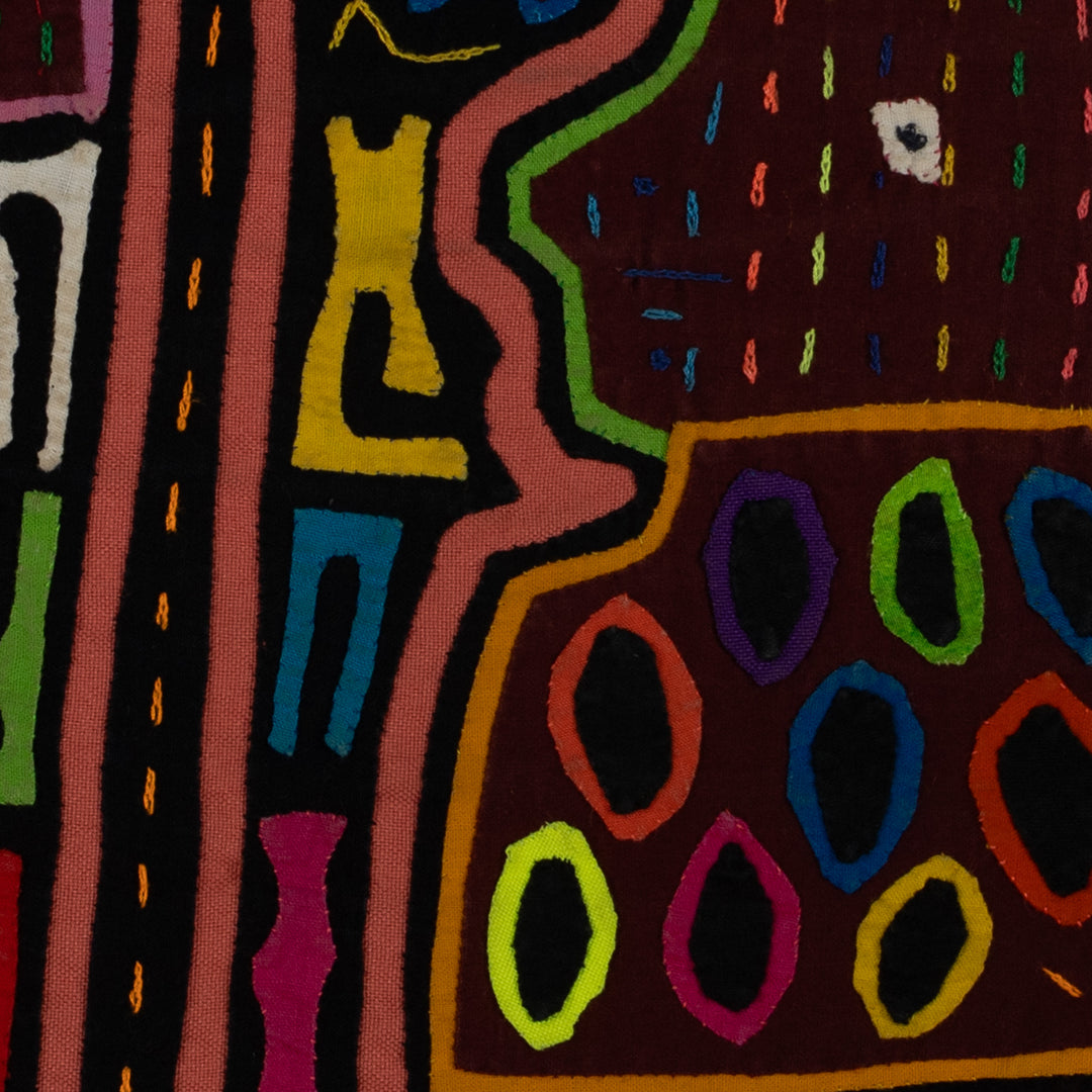 Traditional Pink And Black Basket Head Mola