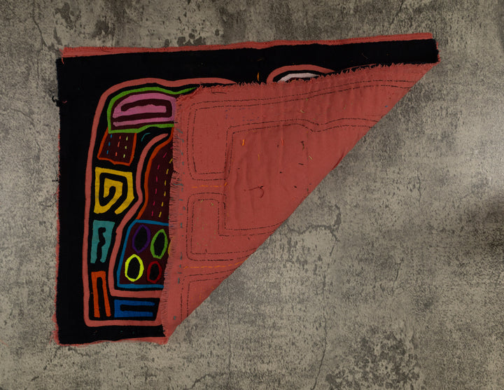 Traditional Pink And Black Basket Head Mola