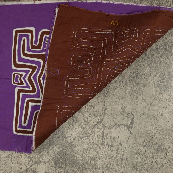 Traditional Purple And White Pre-Colombian Design Mola