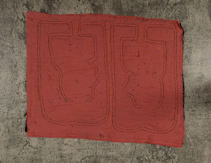 Traditional Pink And Black Basket Head Mola