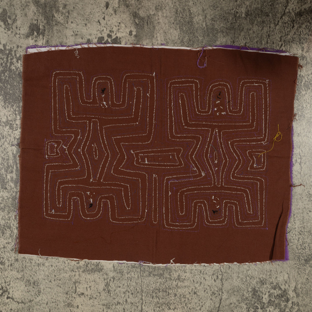 Traditional Purple And White Pre-Colombian Design Mola