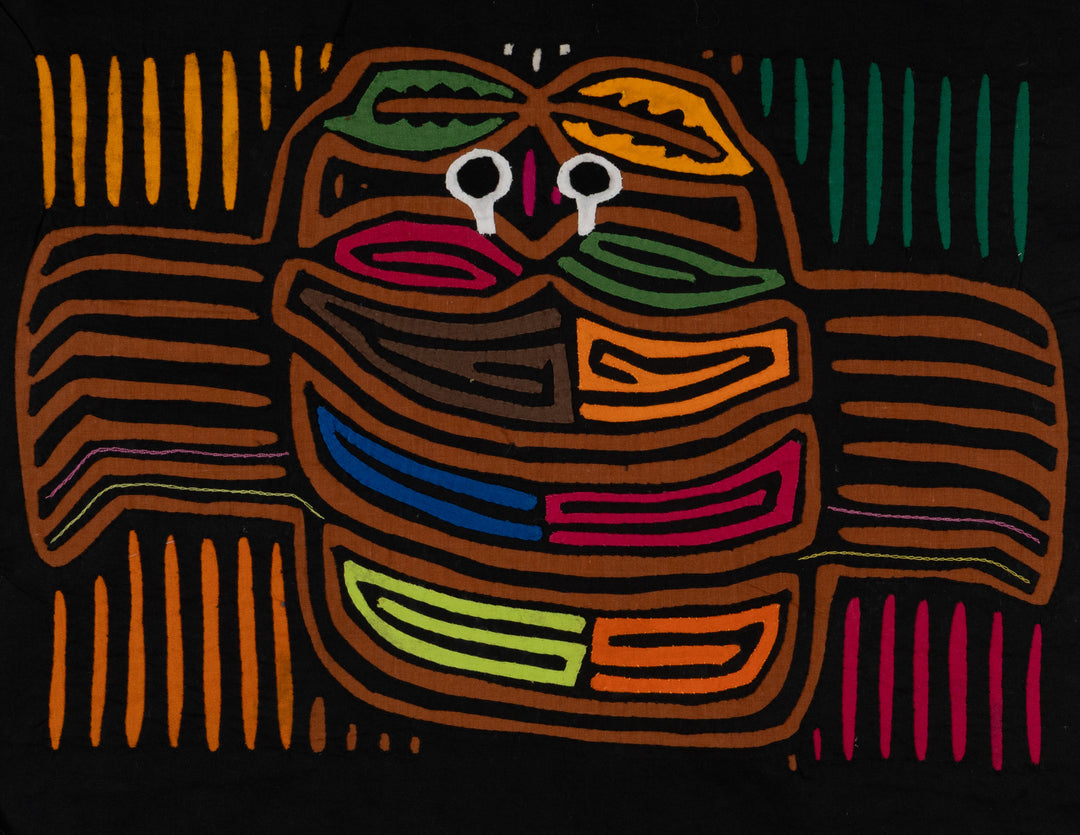 Traditional Beady-Eyed Black And Gold Crab Mola