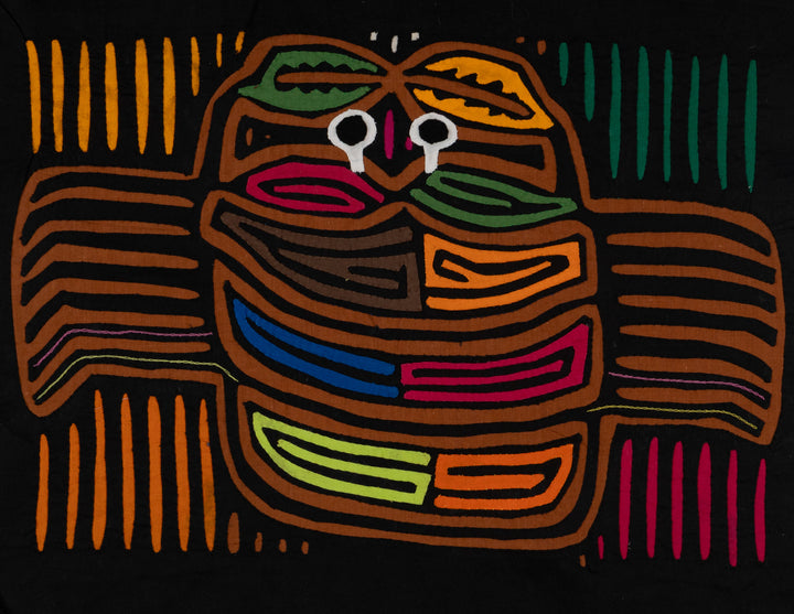 Traditional Beady-Eyed Black And Gold Crab Mola