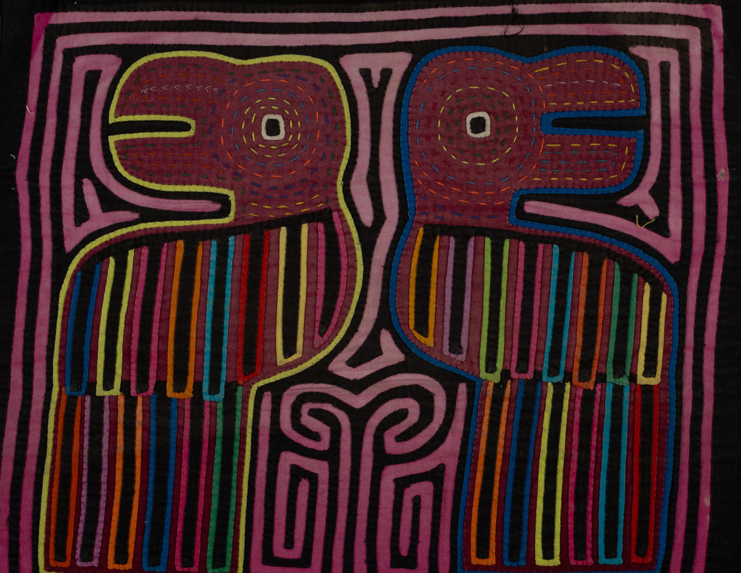 Vintage Black And Pink Toucan Bird Mola