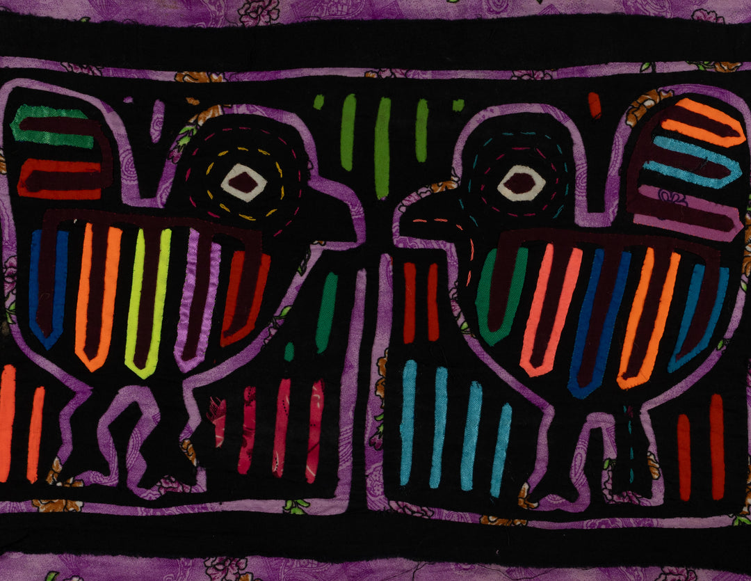 Vintage Black And Purple Bird Mola