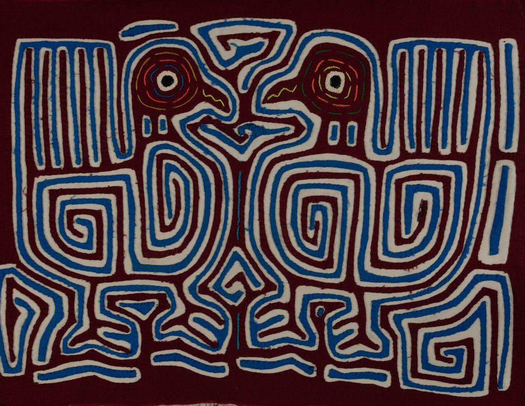 Classic Maroon Blue And White Optical Illusion Bird Mola