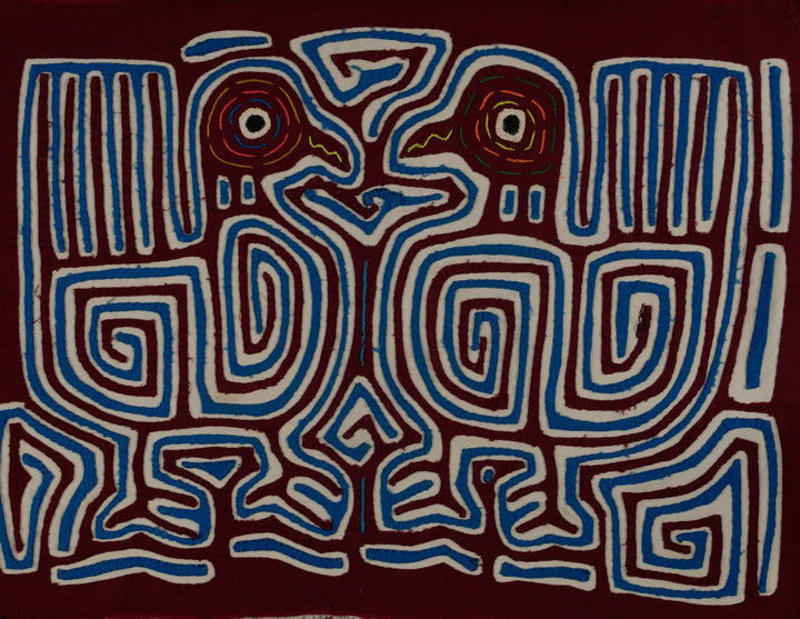 Classic Maroon Blue And White Optical Illusion Bird Mola