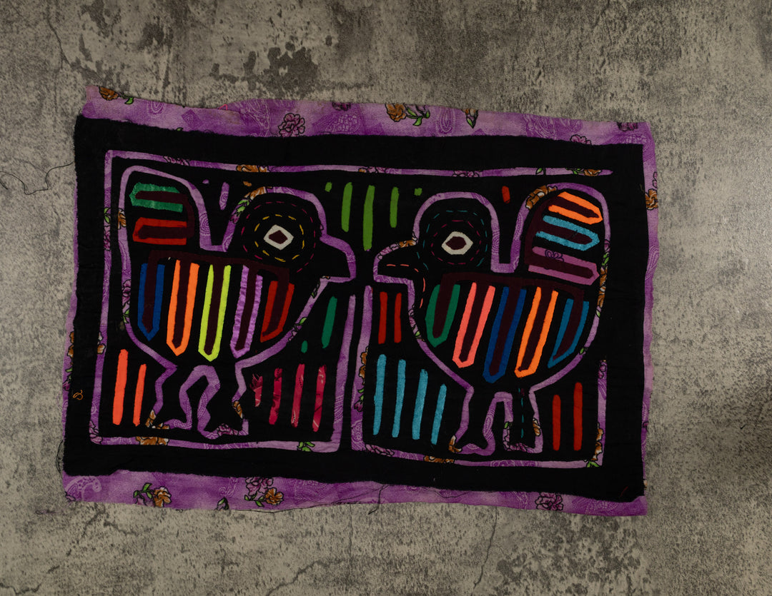 Vintage Black And Purple Bird Mola