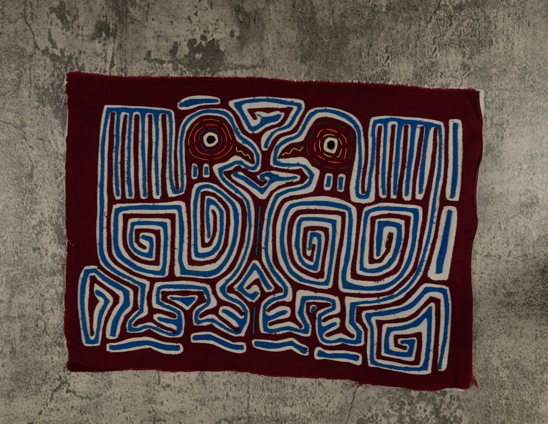 Classic Maroon Blue And White Optical Illusion Bird Mola