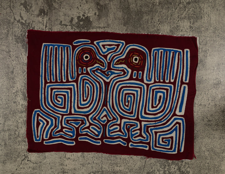 Classic Maroon Blue And White Optical Illusion Bird Mola