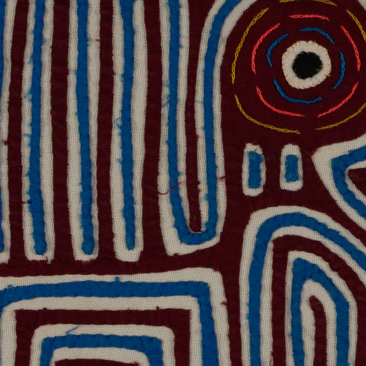 Classic Maroon Blue And White Optical Illusion Bird Mola