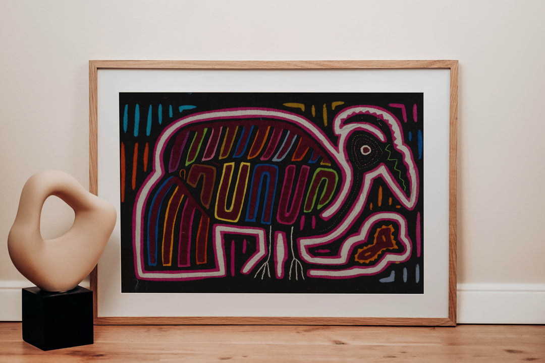 Traditional Black Red And White Wild Turkey Mola